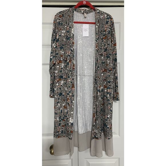 NWT LOGO by Lori Goldstein Leticia Mosaic Open Front Duster Cardigan 1X - Picture 1 of 8